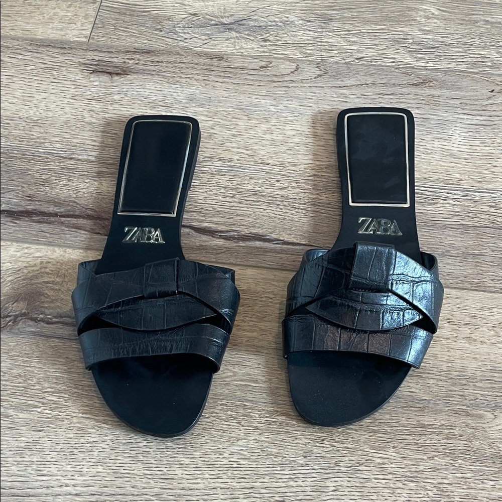 Zara Women's Black Slide Sandals